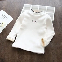 baby girl clothes cotton new winter plus velvet thick lace warm long sleeved shirt cartoon cute cat printed t shirt girl clothes