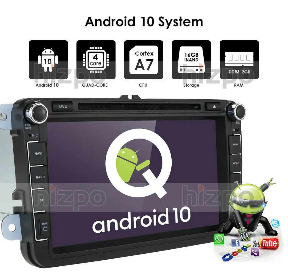 Android10.0 автомобильный мультимедийный плеер 2 Din автомобильный DVD для VW/Volkswagen/Golf/Polo/Tiguan/Passat/b7/b6/SEAT/leon/Skoda/Octavia RadioGPS
