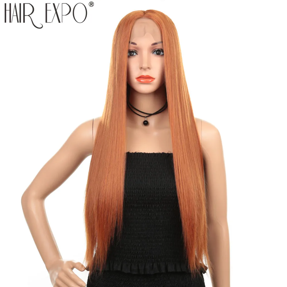 Длинные прямые парики для косплея средняя часть 13X3 кружевные передние