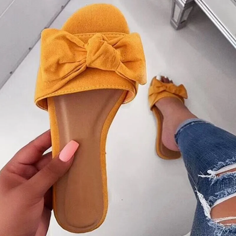 

2021 Summer Fashion Sandals Women Bowknot Sandals Slippers Outdoor Flip Flops Beach Women Shoes Open Toe Shoes Large Size 36-43