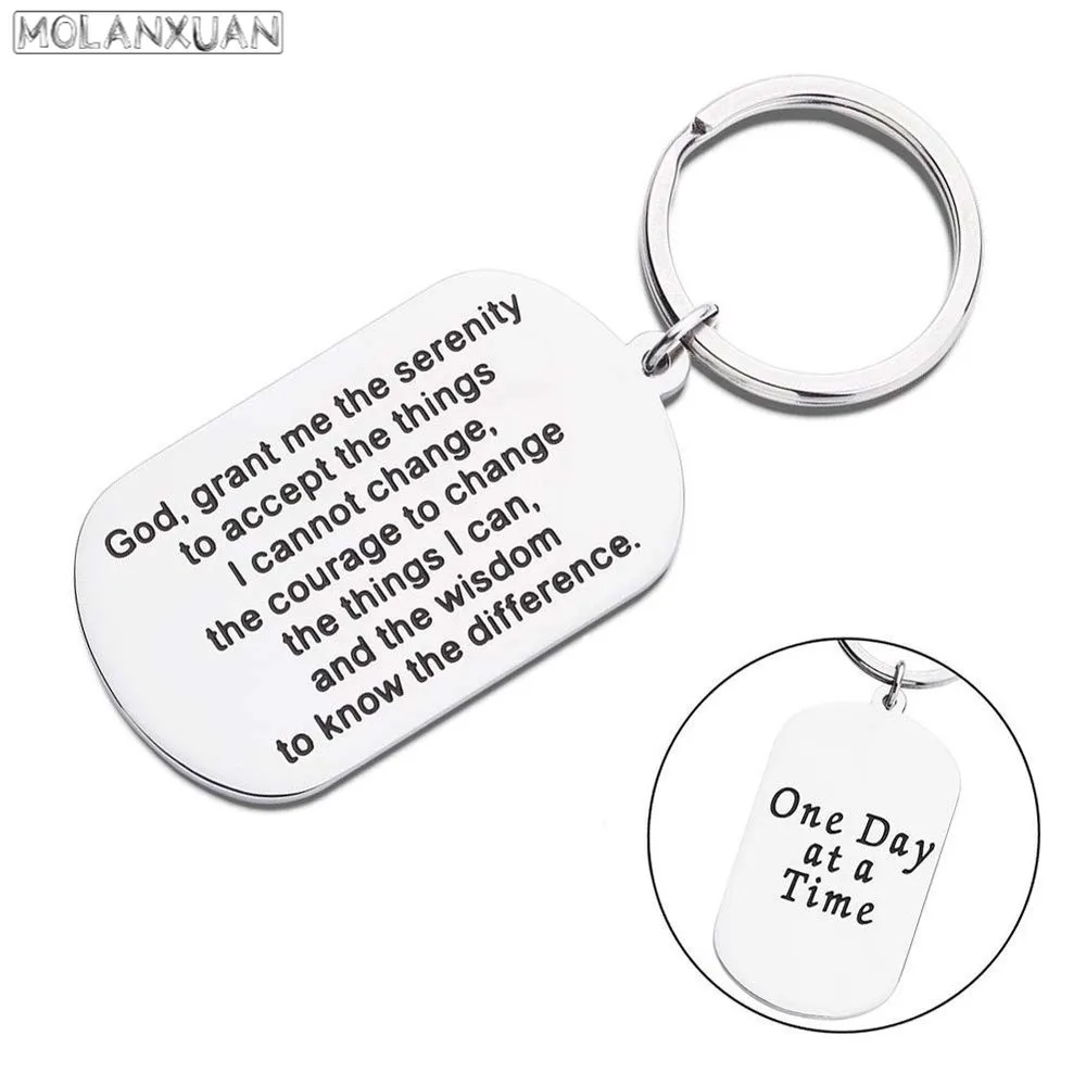 Encouragement Gifts Keychain for Men Women Inspirational Him Her Birthday Religious Jewelry Keyring Serenity Prayer | Украшения и