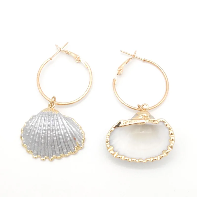 Серьги подвески в виде ракушек женские объемные массивные ювелирные украшения