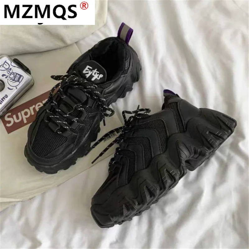 

2021 Spring Women's Chunky Sneakers Outdoor Platform Comfortable Lace-up Women's Vulcanize Shoes Fashion Breathable Casual Shoes