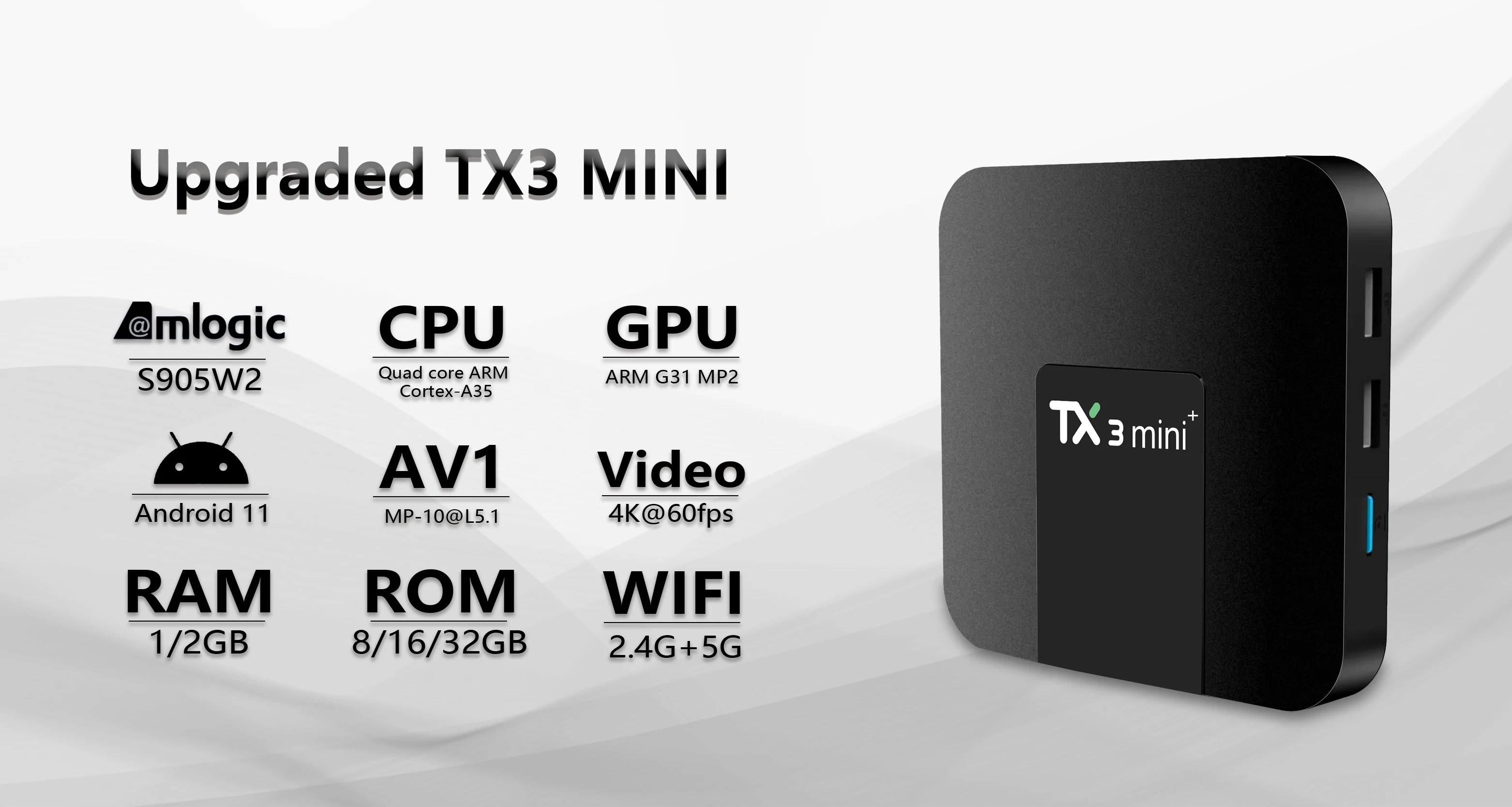 ТВ-приставка TANIX TX3 MINI PLUS Android 11 Amlogic S905W2 AV1 2 4 ГГц/стандартный Wi-Fi 4K BT поддержка Netflix