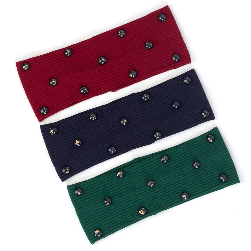 Женская трикотажная повязка на голову в рубчик однотонная эластичная плоская