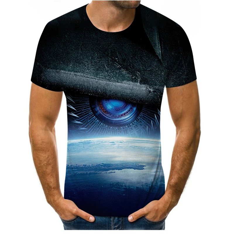 

Moon exploration fashion summer 3D printing men's short-sleeved T-shirt casual O-neck street men's oversized T-shirt for men