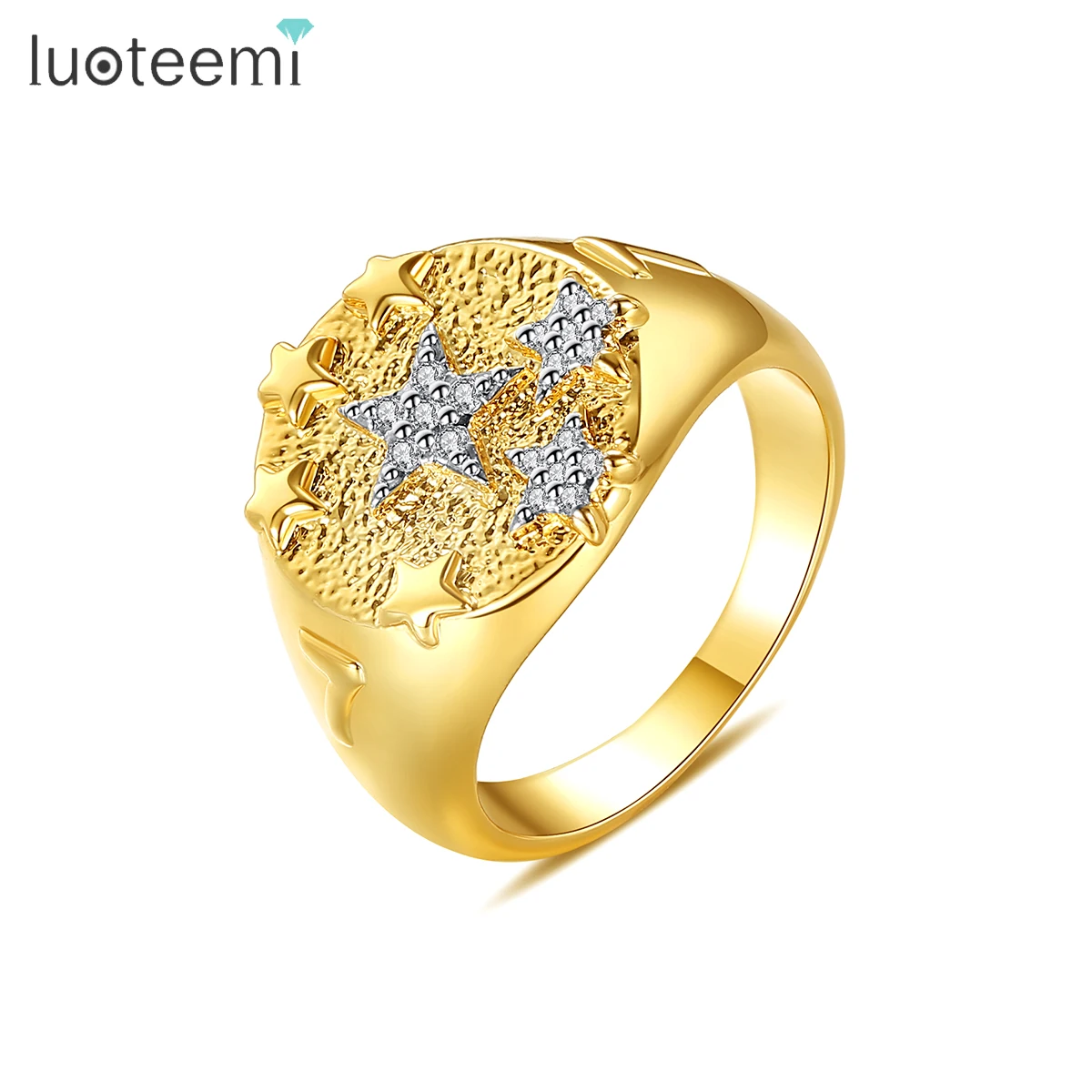 

LUOTEEMI Brand New Design Ring for Women Bride Cubic Zircon Fashion Statement Little Star Jewelry Wedding Party Dating Gifts