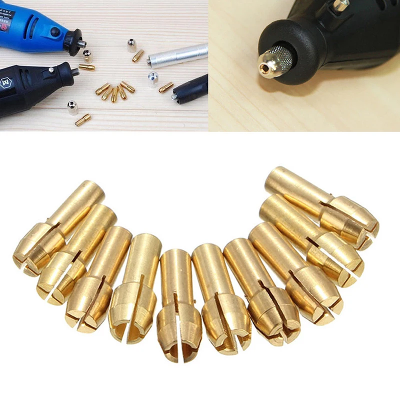 

10x 0.5-3.2mm Micro Drill Chuck Collet Bit Brass Shank Set 4mm For Rotary Tool