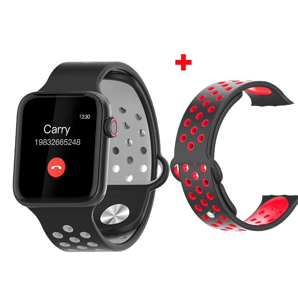 extra red strap 1 LEMFO Смарт часы Полный сенсорный экран для сердечного ритма шагомер сообщение напоминание телефон часы для мужчин женщин для Apple Android телефон - Цвет: extra red strap 1