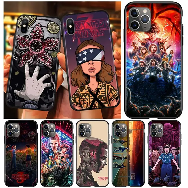 

Stranger things Black Soft Cover For Apple iPhone 13 12 11 SE XS XR X 7 8 6 5 S mini Plus Pro MAX 2020 Phone Case