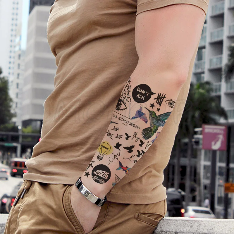 Тату-наклейка с надписью &quotrobin eye&quot &quotзвезда&quot &quotПтица&quot &quotсамолет&quot