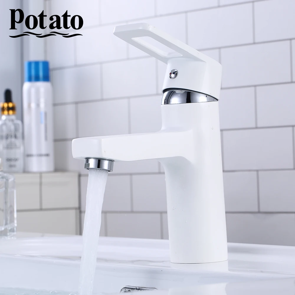 

Potato Bathroom Basin Faucet Filter Fashion Style Home Multi-Color Cold and Hot Water Taps Black Washbasin Sink Faucet p1030-