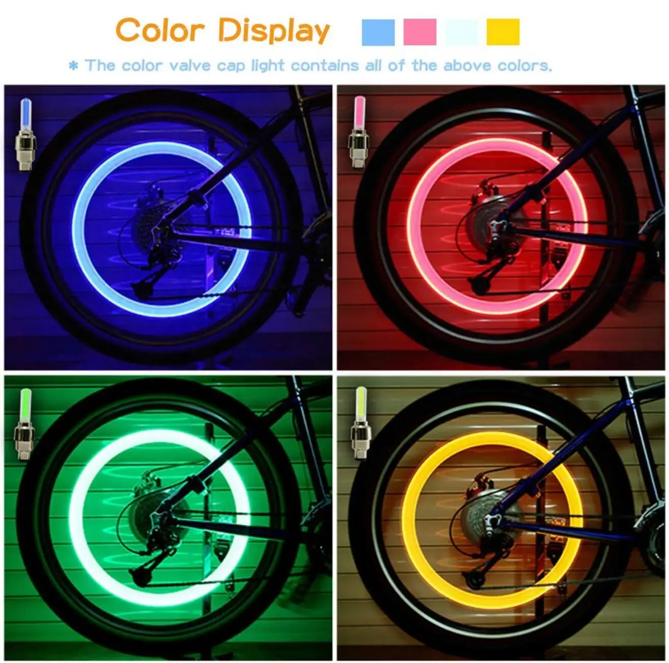2Pcs Colorful Flash LED Lights Bike Bicycle Car Wheel Tire Stem Cap Safety Light | Автомобили и мотоциклы