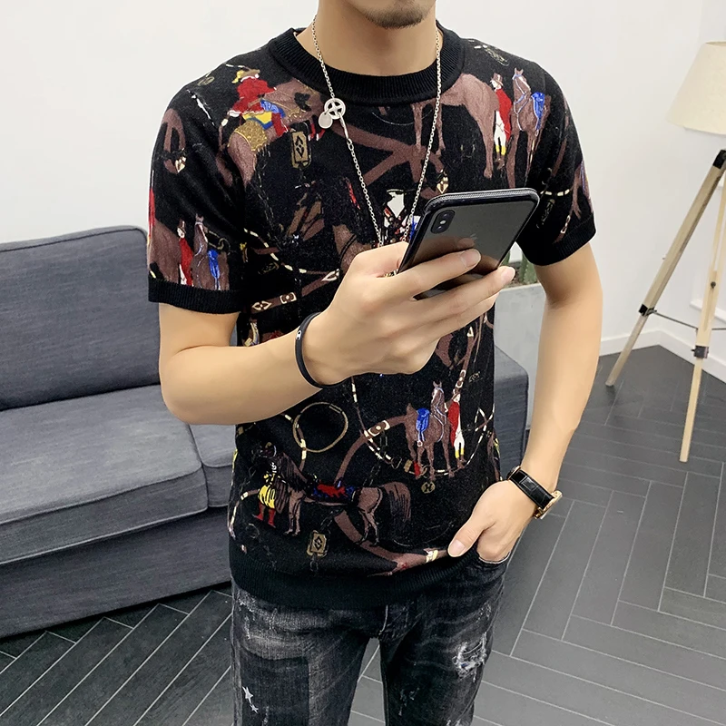 Camisetas Hombre Повседневная футболка Топы с принтом короткая рубашка 2019 короткий