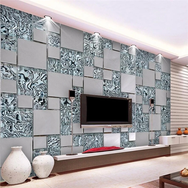 

Drop Shipping Custom Wallpaper 3d Mural Business Fashion Square Metal Corporate Image Background Wall Living Room Wallpaper