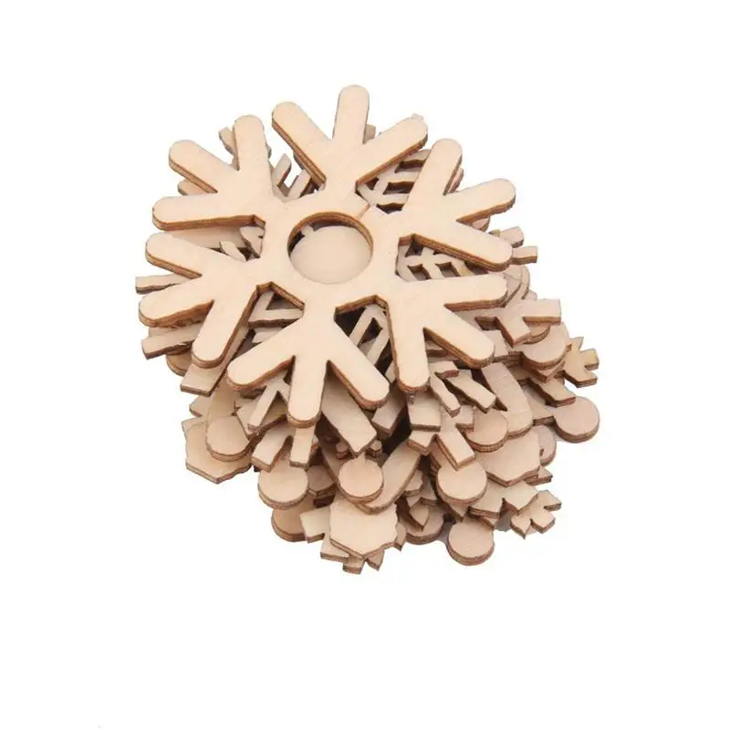 

ANGRLY 10 pcs Assorted Christmas Tree Ornament Wooden Snowflakes Gift Tag Wood Ornament For Wedding Christmas DIY Accessories