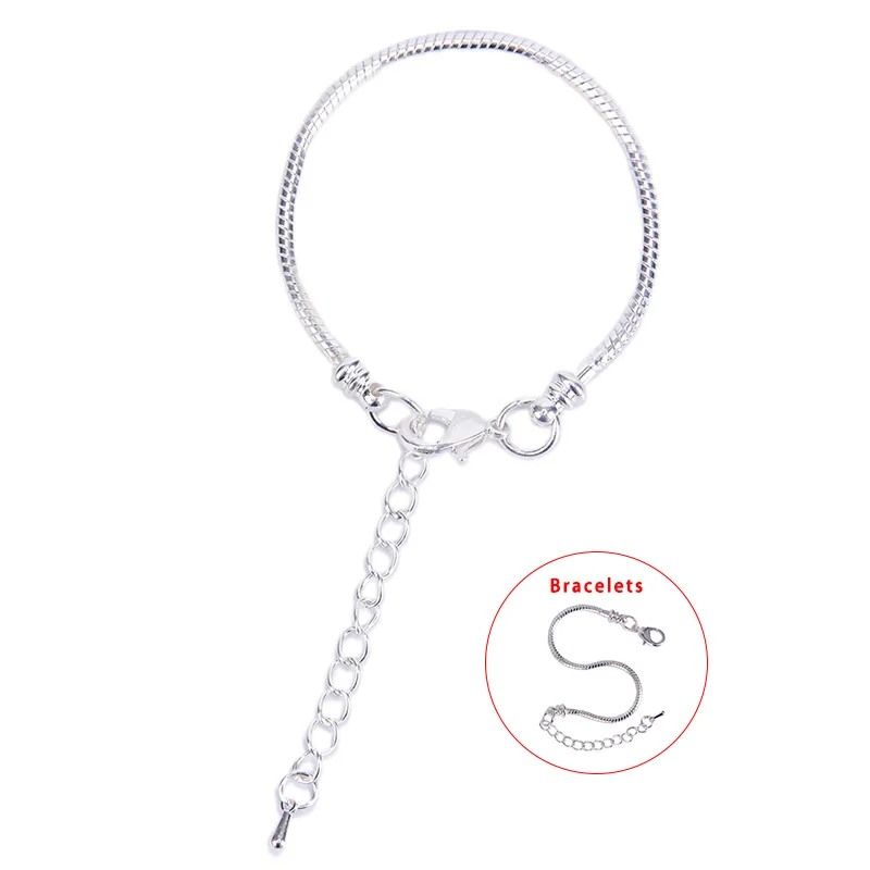 Цепочка-змейка серебристая 16-20 см для браслета Пандоры браслеты из бисера |