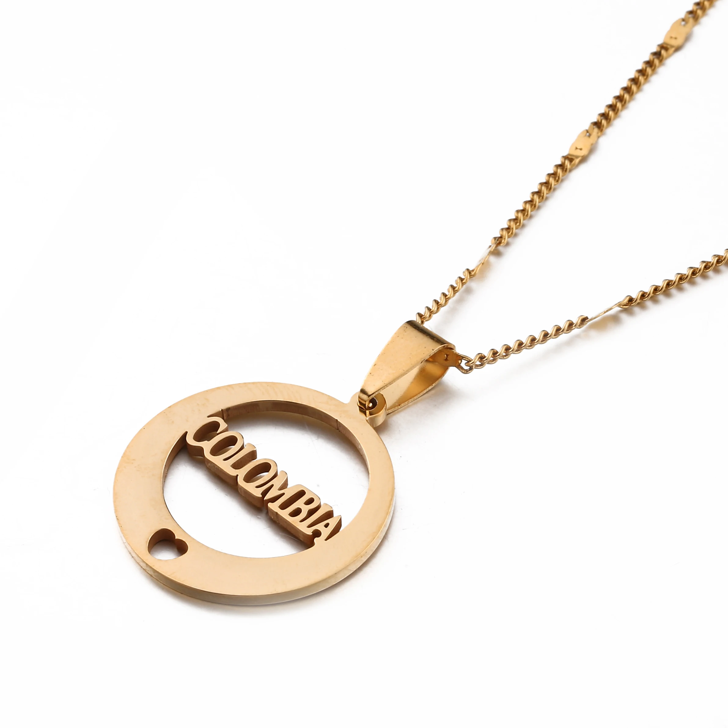 Stainless Steel Round Alphabet Colombia Pendant Necklace Heart Charm Women Jewelry | Украшения и аксессуары