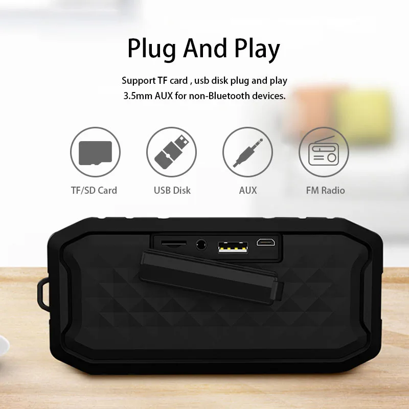 IPX7 Портативные колонки колонка беспроводная блютуз bluetooth радиоприёмник fm