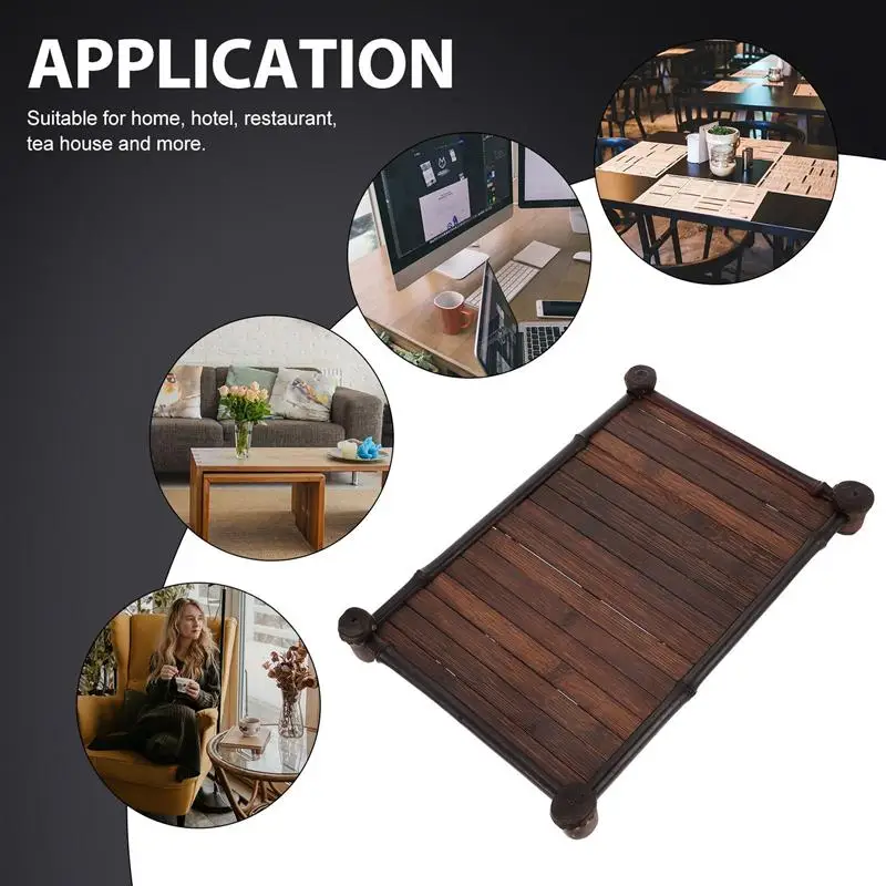 

1pc Bamboo Tea Cup Storage Tray Storage Plate Display Stand for Home Tea House