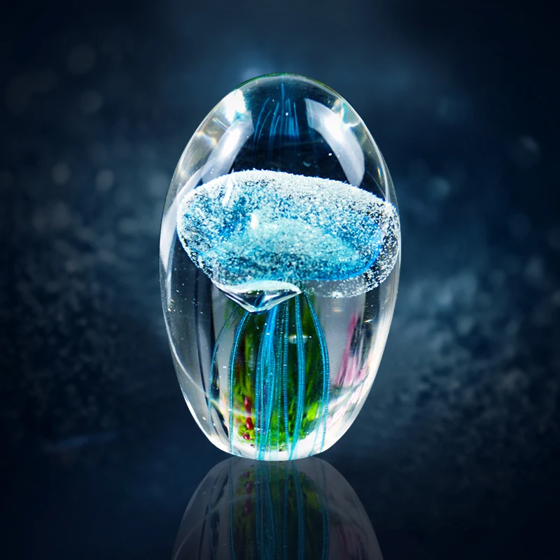 

3D Laser Fish Jellyfish Inlay Crystal Glass Art Ocean Gift Wedding Express Gift Home Decoration Paperweight Centerpiece