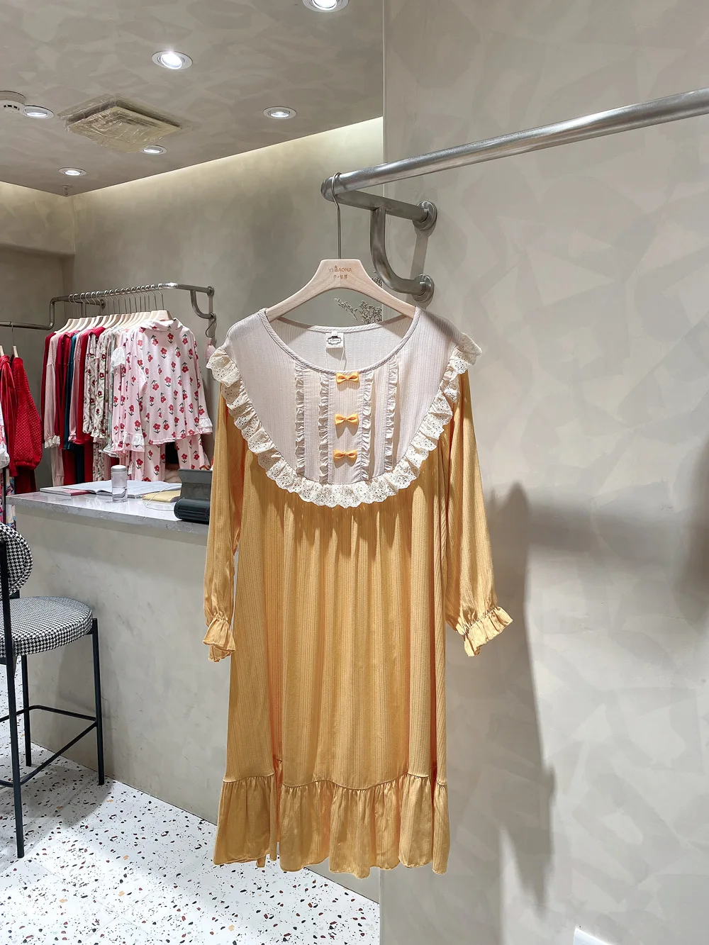 

Women Nightgown 2021 New Korean Style Sweet Lace Bow Court Style Nightdress Princess Round Neck Long Sleeve Loose Sleepwear