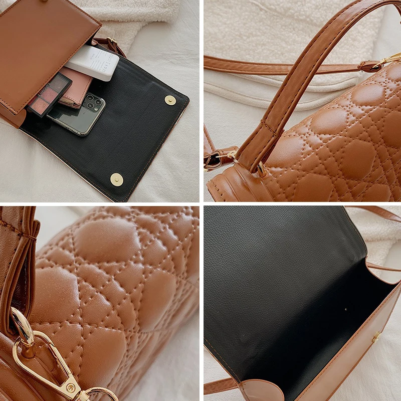 

2021 New Fashion Shoulder Bags For Women's PU Leather Crossbody Tote Bag Female Pure Color Square Phone Sachet Messenger Handbag