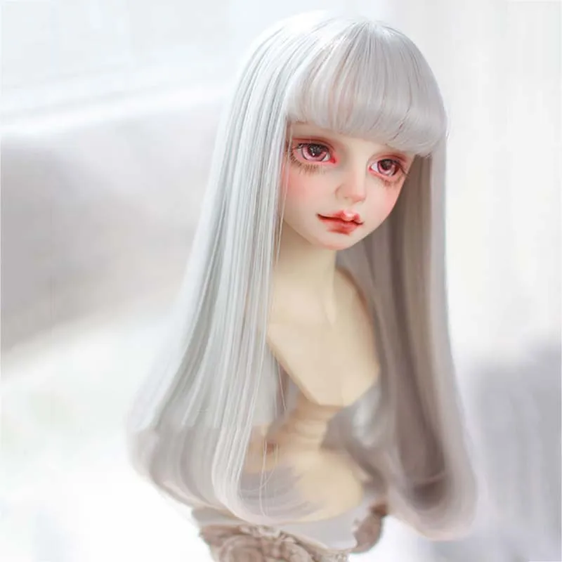 Прямой парик Allaosify 1/3 1/4 1/6 1/8 для кукол Bjd из термостойкого волокна бесплатная