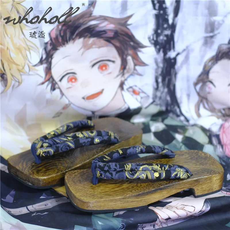 

WHOHOLL Cosplay Shoes Retro Japanese Geta Flip Flips Summer Man Slippers Flat Sandals Platform Slipper Indoor Wooden Glogs