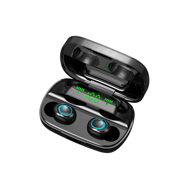 Black-LED YPAY S11, 3500 мА/ч, внешний аккумулятор, наушники, Bluetooth, беспроводные, спорт, Inear, TWS, игровая гарнитура, шум, наушники с сенсорной кнопкой - Цвет: Black-LED