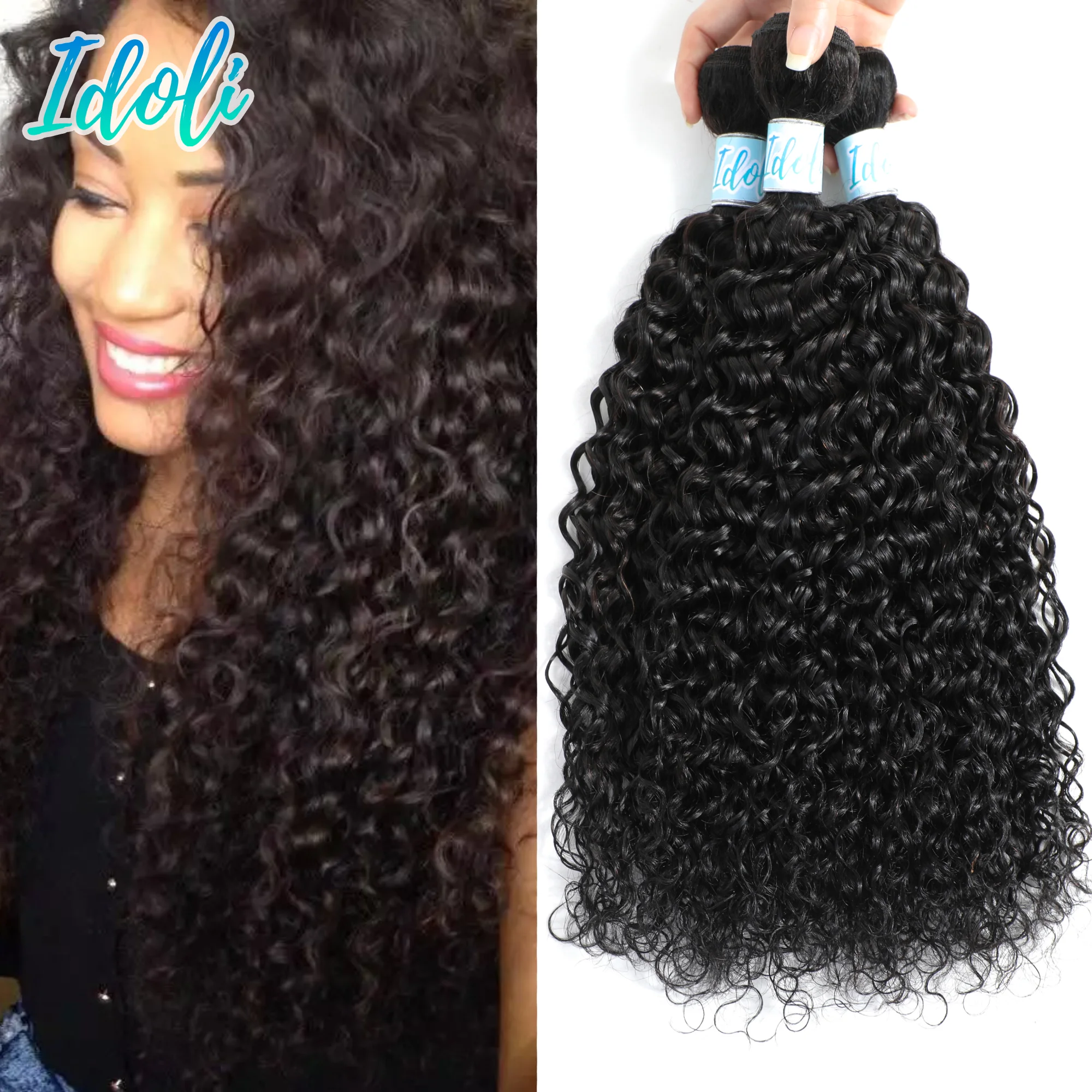 Индийский Джерри вьющиеся волосы пряди 3 шт. человеческих волос выдвижения