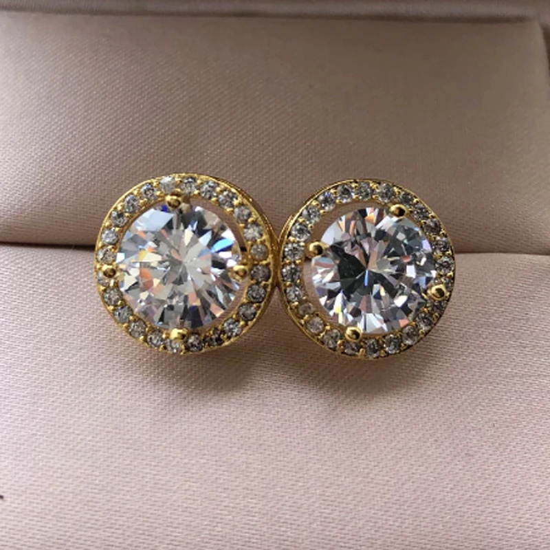 

Fashionable Ladies Luxury Zircon Earrings Jewelry Silver Color Wedding Jewelry White Zircon Stone Earrings For Women