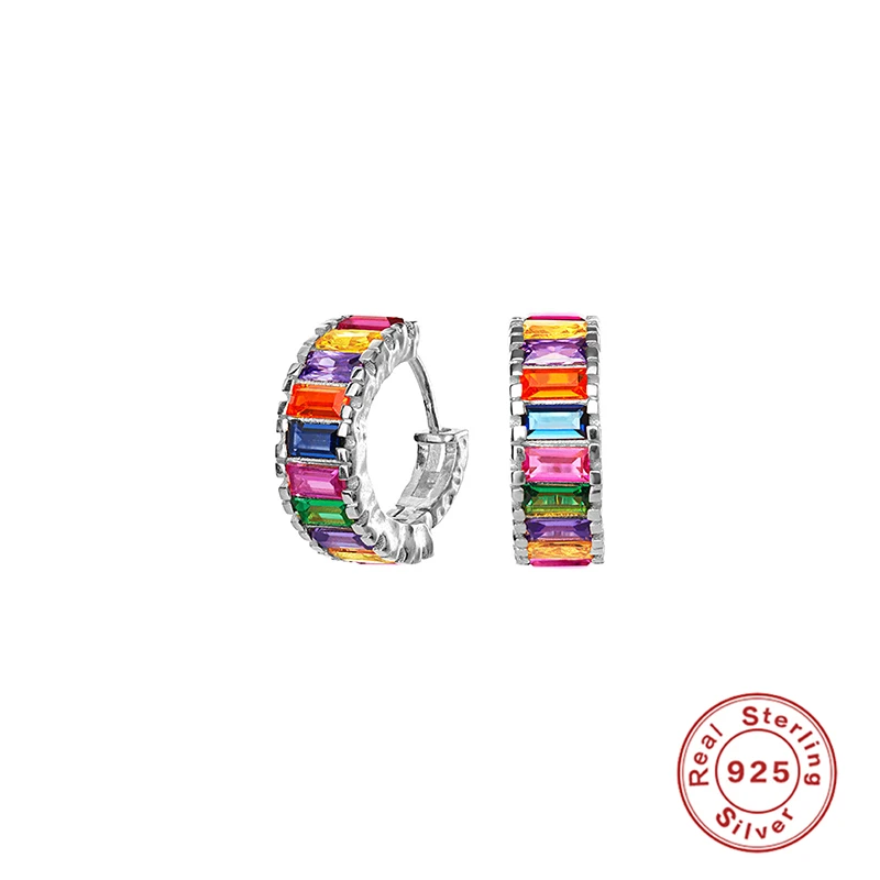 Женские серьги-кольца с кристаллами циркония из серебра 925 пробы | Украшения и