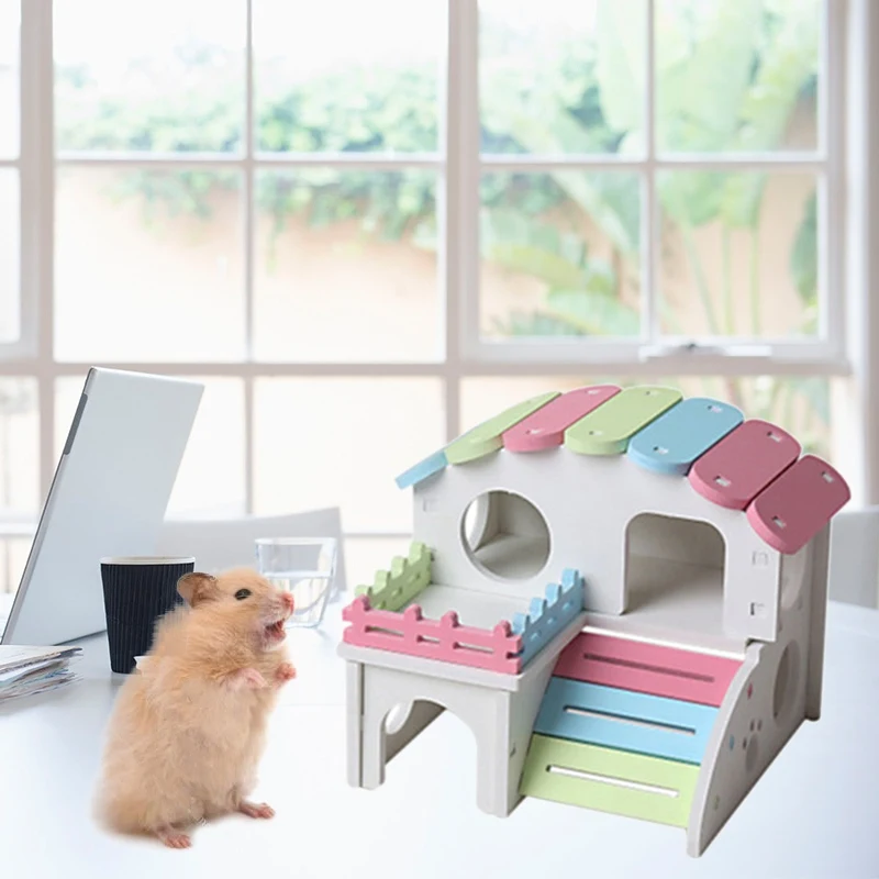 Small Pet Hamster Two Layers PVC House Colorful Hideout Exercise Natural Funny Nest Hut Playground pet Accessories | Дом и сад