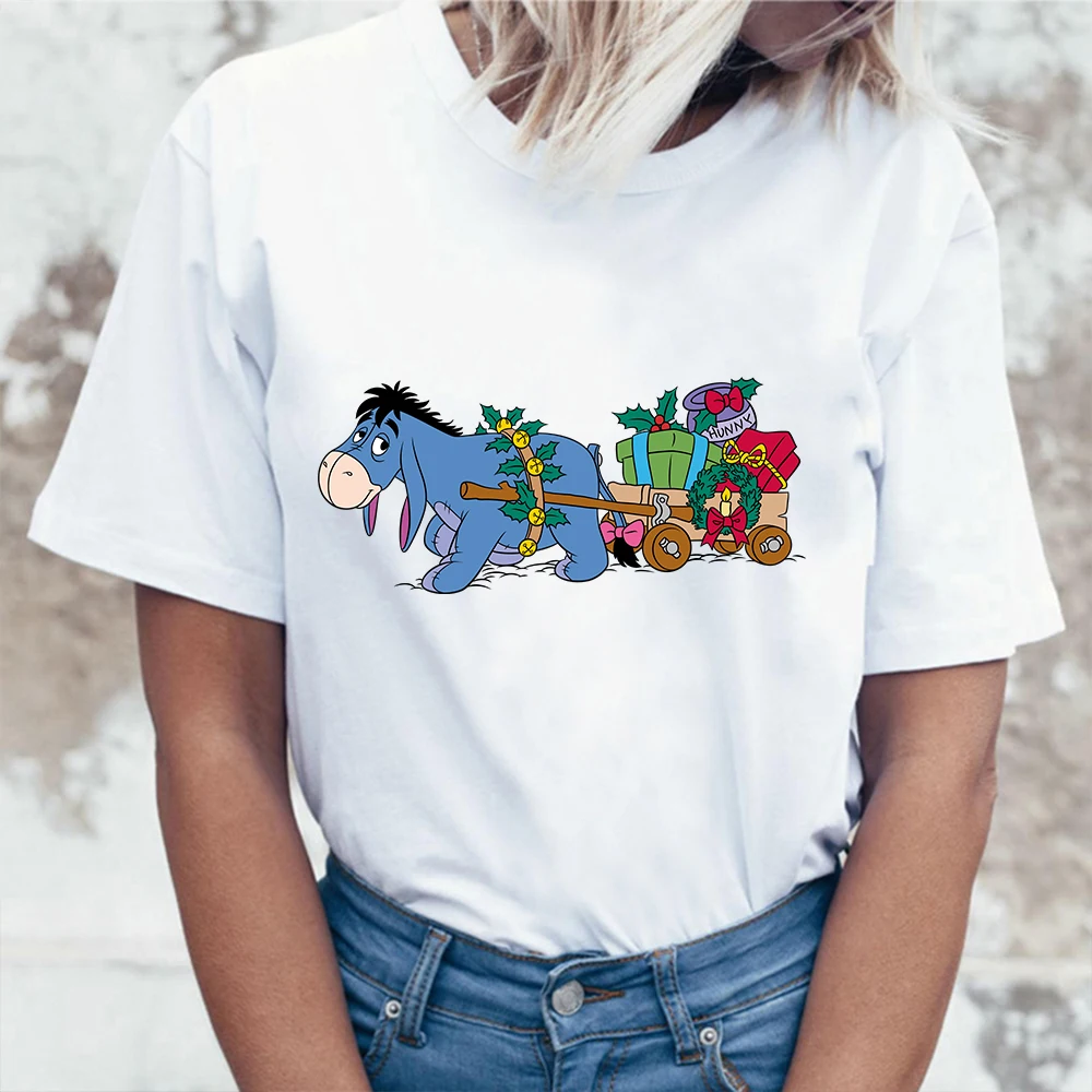 

Eeyore printed t-shirts woman disney cartoons Winnie The Pooh fashion Kawaii Summer T-shirts for girls O-neck aesthetic clothes