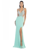 new style sexy halter neck long luxury heavily crystal long evening dress 2015 new arrival formal dresses backless mae0014