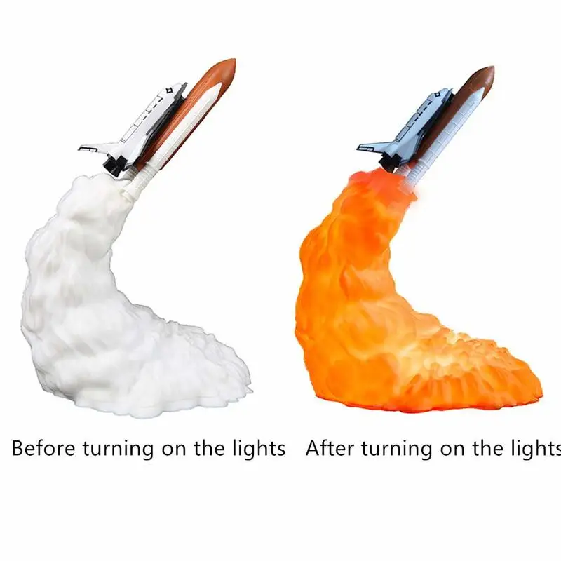 

2019 Novelty 3D Print Space Shuttle Lamp Rechargeable Rocket Night Light for Kids Space Lovers Moon Lamp As Room Decoration