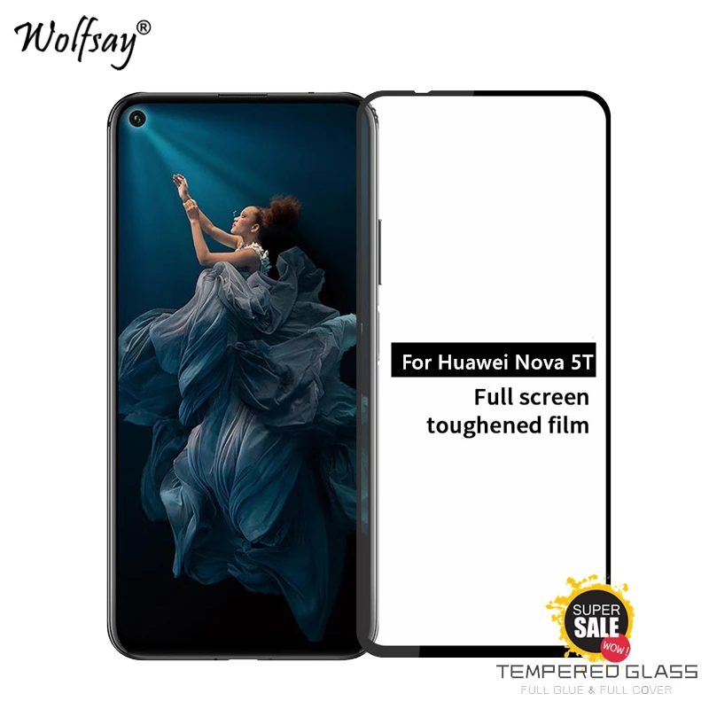 2 шт. полное клеевое покрытие стекло для huawei Nova 5T защита экрана закаленное пленка