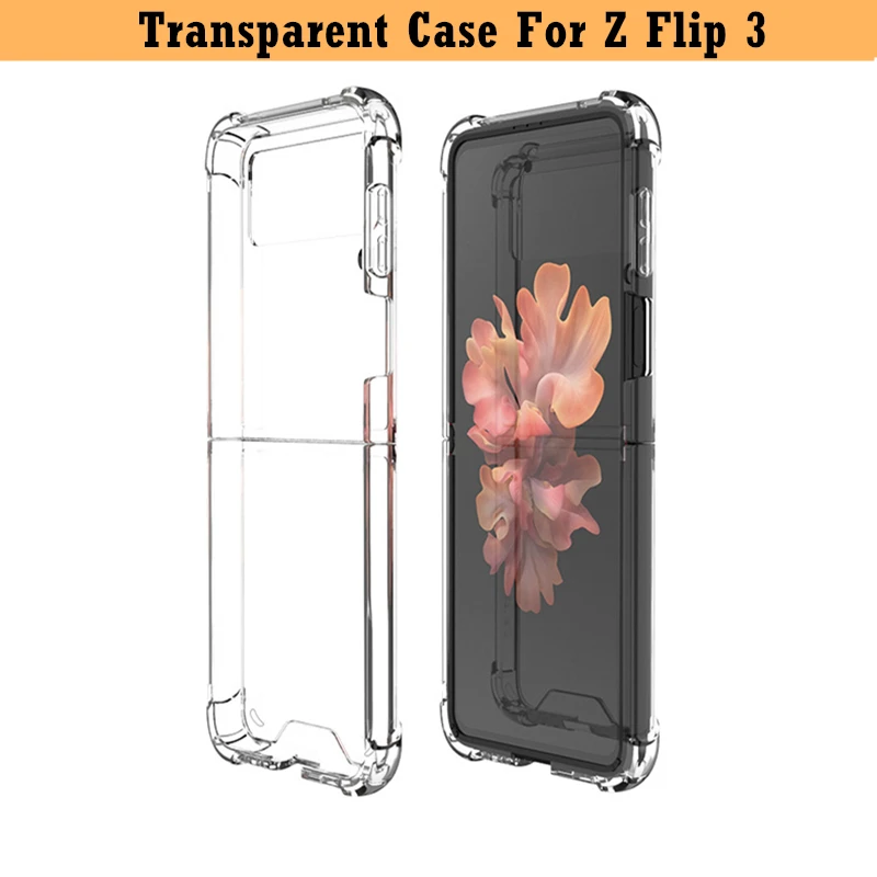 

PC Hard Shell Clear Silicone Case for Samsung Galaxy Z Flip 3 Flip3 5G 6.7" Luxury Airbag Case Cover Fold3 Protective Shell