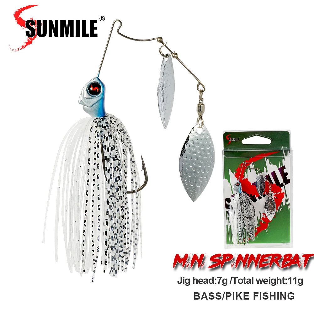 

SUNMILE Spinnerbait Fishing Lures 11g Double Willow Blade Spinner Baits for Bass Pike Tiger Muskie Metal Jig Lure