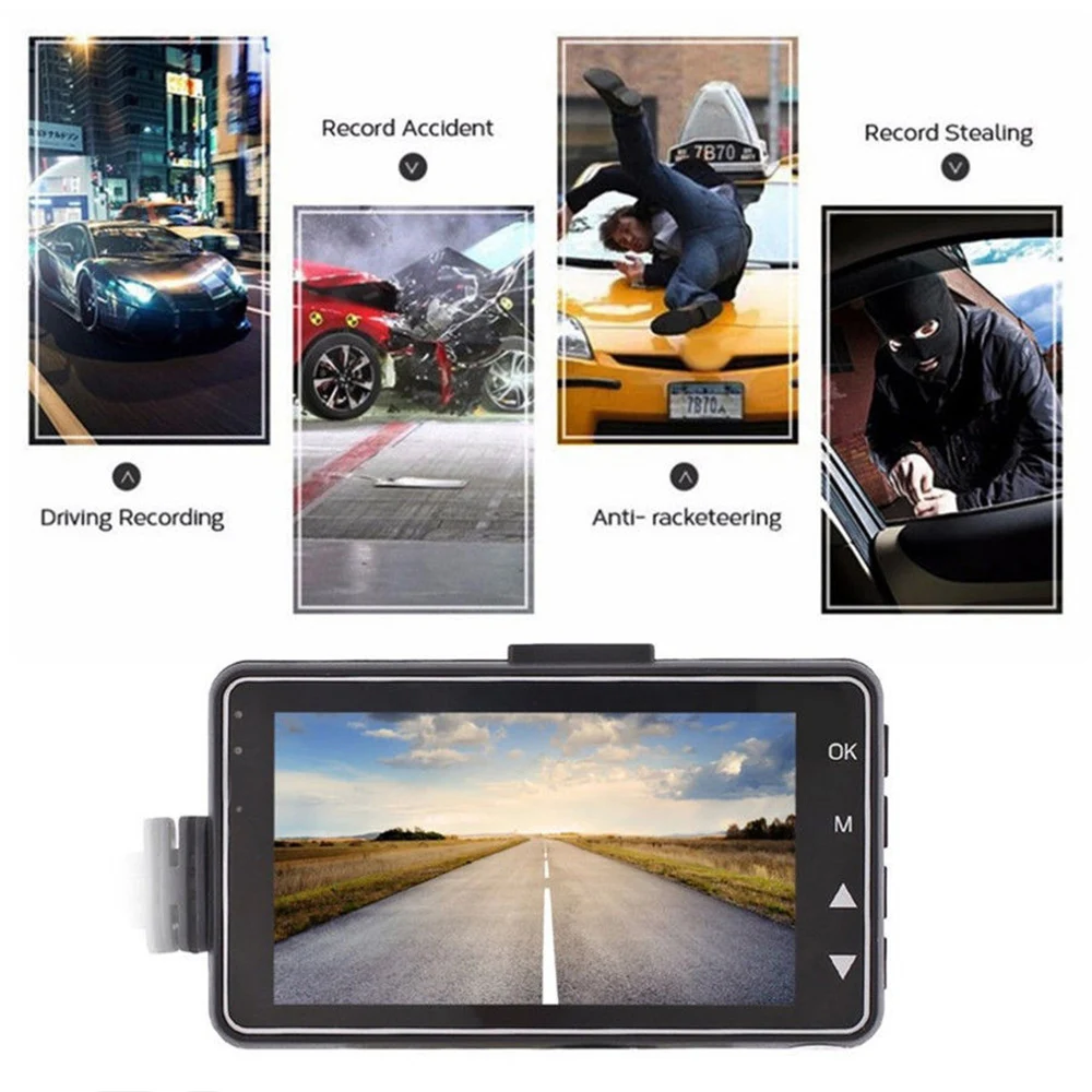 3-дюймовый ЖК-дисплей Экран 140 ° угол мотоциклов Dash Cam HD 1280P 720 двойного спереди