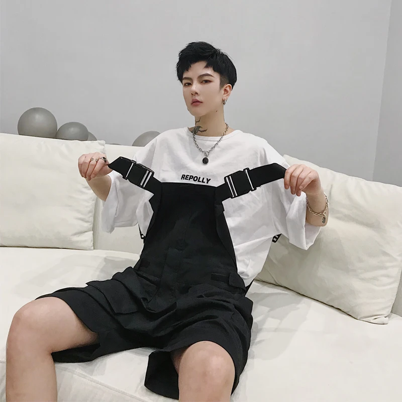 Для мужчин летние тонкие свободные Повседневное черный короткий комбинезон