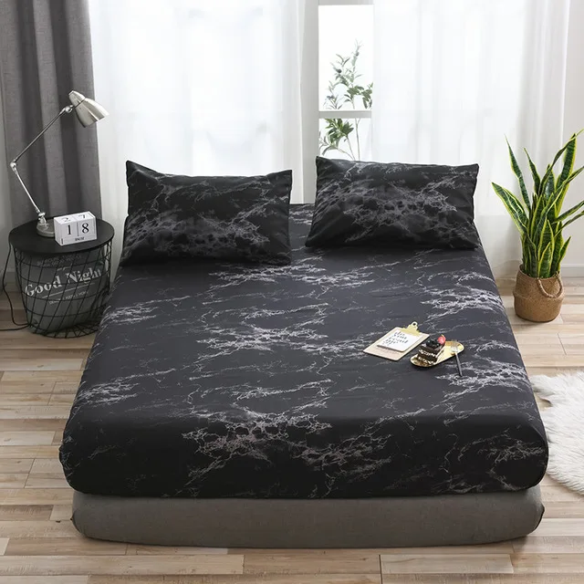 Black Коврик для кровати, простыня с мраморным рисунком, чехол для матраса, защитные пылезащитные Чехлы, однослойный, пропускающий воздух, покрывало для кровати - Цвет: Black