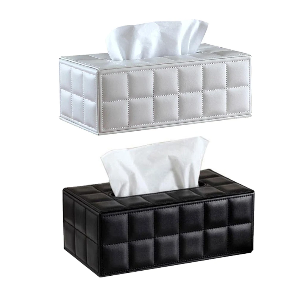 

Desktop Tissue Case Container Elegant Leather Rectangular Napkin Tissue Storage Container Pumping Paper Case Dispenser Organizer