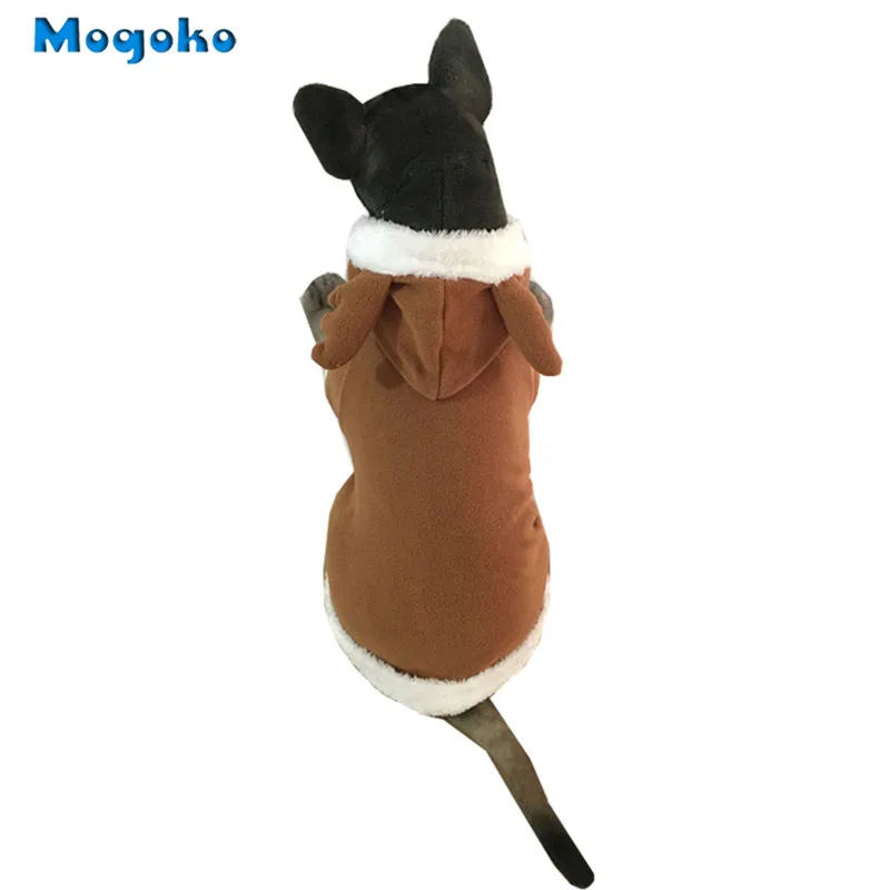 Mogoko, 1 шт., рождественские костюмы оленей для собак и кошек, забавное праздничное платье для косплея, флисовое пальто с капюшоном для щенков, одежда на осень и зиму