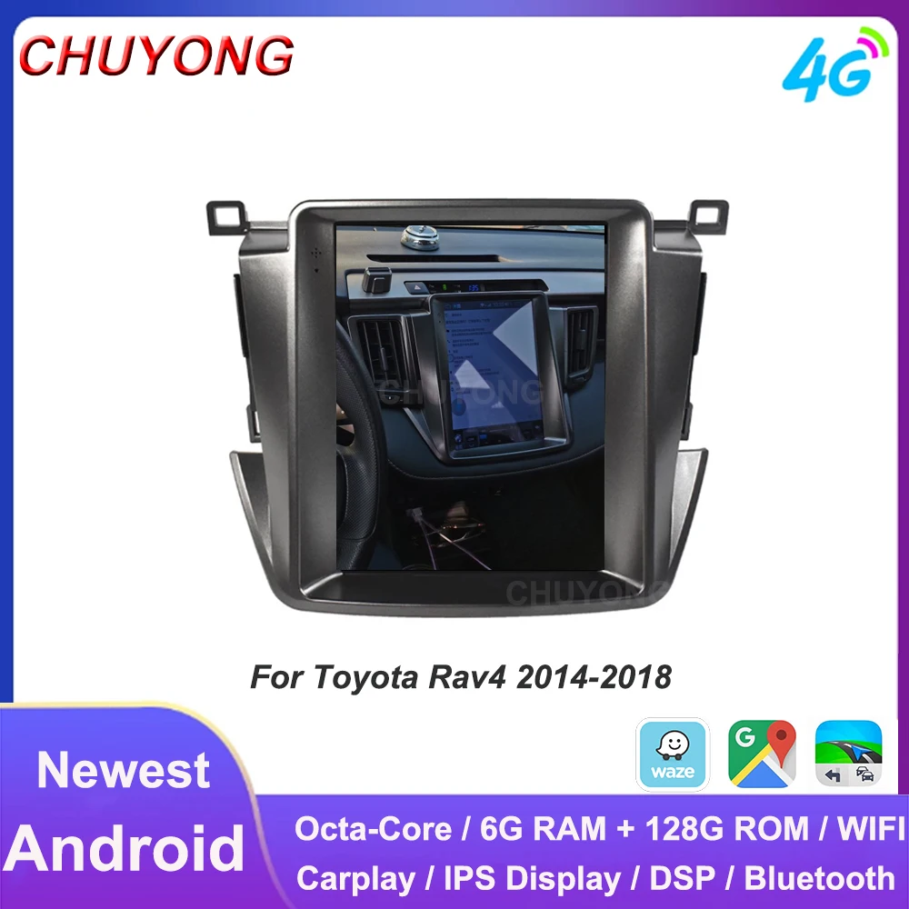 

10.4'' Android Stereo Autoradio Tesla Style For Toyota Rav4 2014-2018 Car Radio Multimedia Player GPS Navi Head Unit Carplay