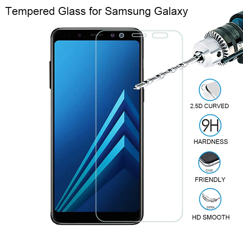 Защитное стекло 9H HD Tempered Glass для Samsung Galaxy A3 A7 2016 A5 2017 A6 Plus на A8 2018.