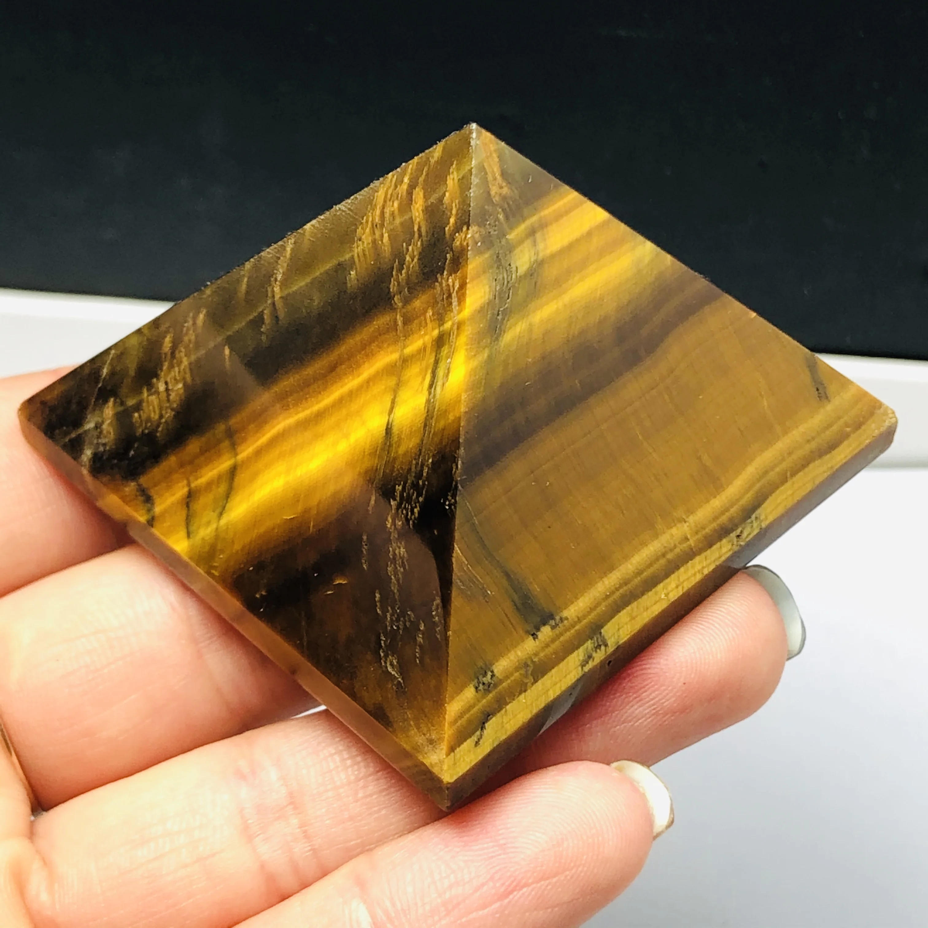 

50-55 мм натуральный тигровый глаз Кристалл Пирамида полированный Исцеление минералы рейки кристаллы кварца камень для продажи