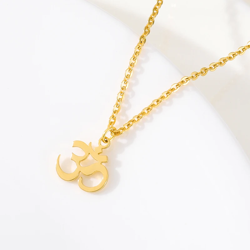 Unisex Indian Sanskrit OM Symbol Necklace For Woman Men Gold Color Delicate OM Necklaces Pendants Fashion Jewelry Accessories