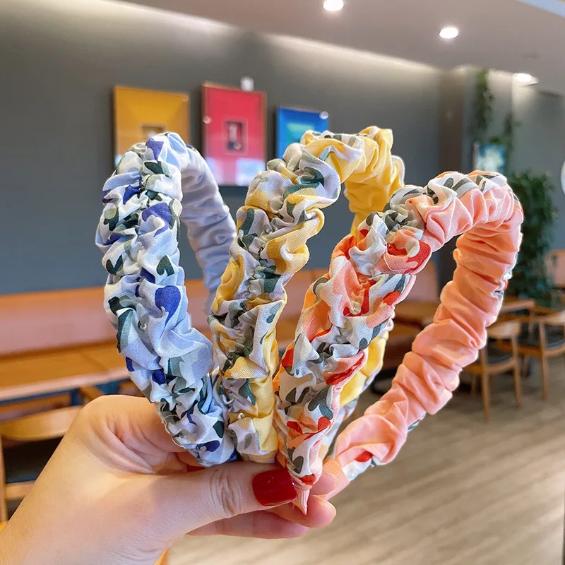 

Flower Print Fabric Ruffled Headband Women Girl Kid Hairband Hair Hoop Headwear Hair Accessories